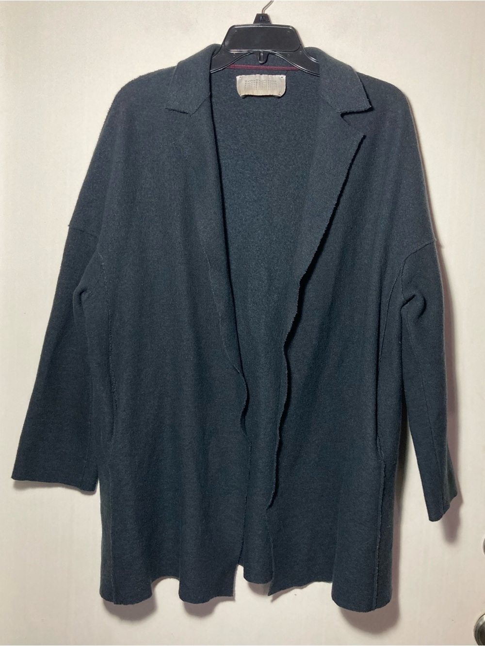 Harris Wharf London Virgin Wool Open Front Jacket/Sweater Collar Pockets Medium
